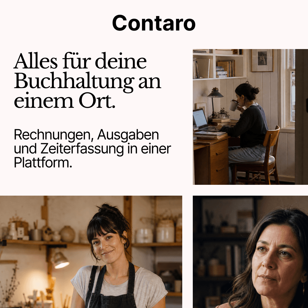 Contaro Buchhaltungs-Creative mit Bildcollage